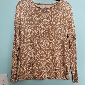 Croft & Barrow Brown Floral Long Sleeve Top  The classic tee